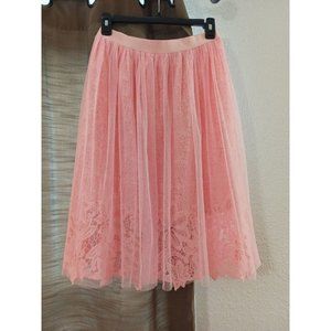 Women's Esley Pretty In Pink Tull A-Line Layered Eyelet Flowy Skirt Size Small
